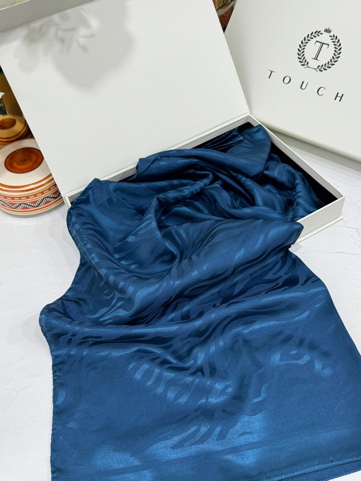 Zebra Desen Pamuk Jakar İpek Şal 23141 - Petrol