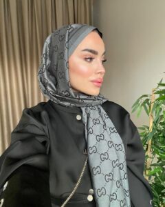 G Desenli İpek Kaşmir Çift Taraflı Şal 440344 - Antrasit