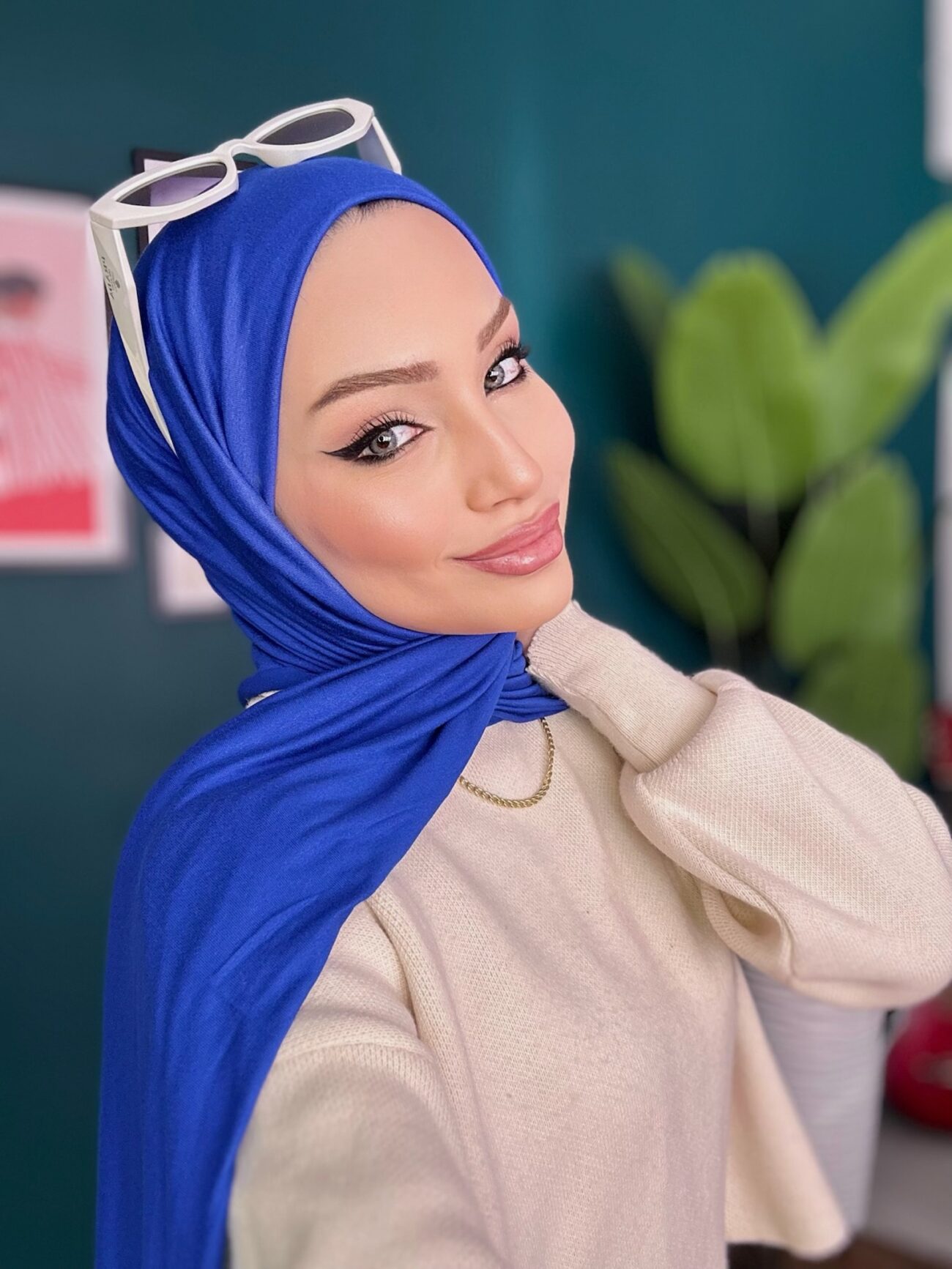 Organic Scarfs Tesettür Penye Şal Hijap Modeli - Saks