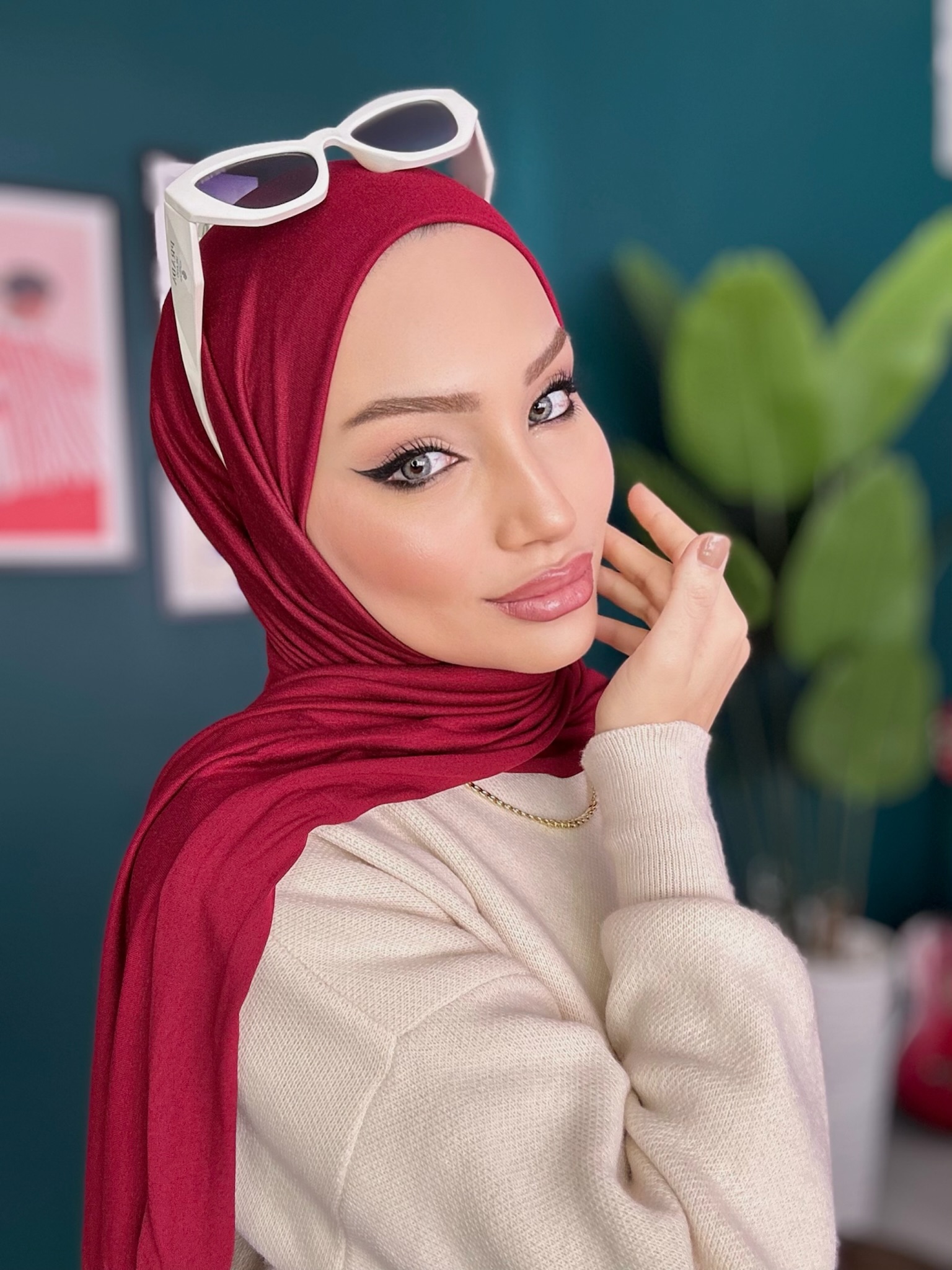 Organic Scarfs Tesettür Penye Şal Hijap Modeli - Bordo