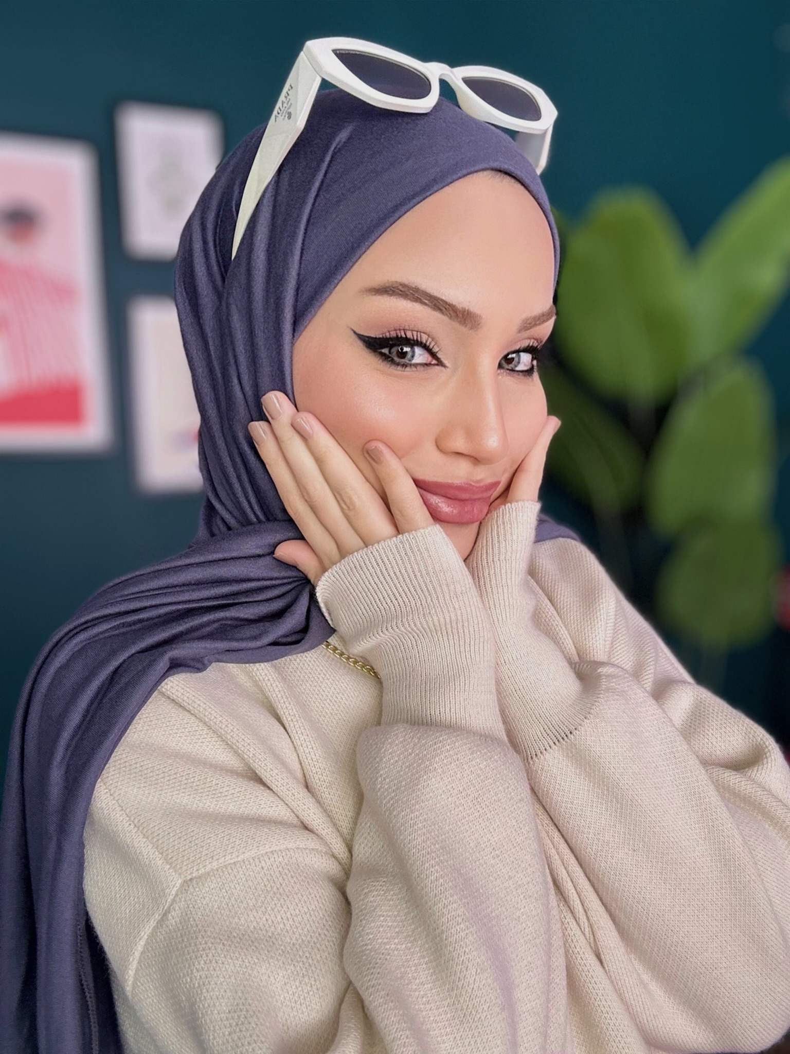 Organic Scarfs Tesettür Penye Şal Hijap Modeli - Antrasit - Görsel 2