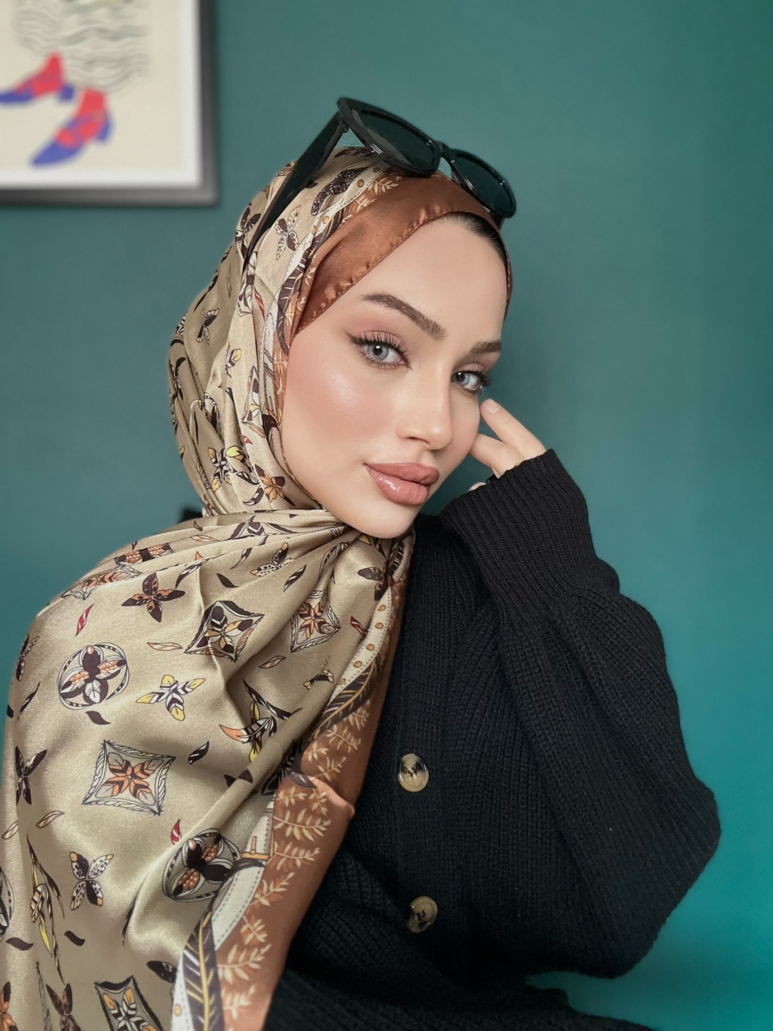 LV Desenli İthal Vual İpek- Çikolata - Görsel 2