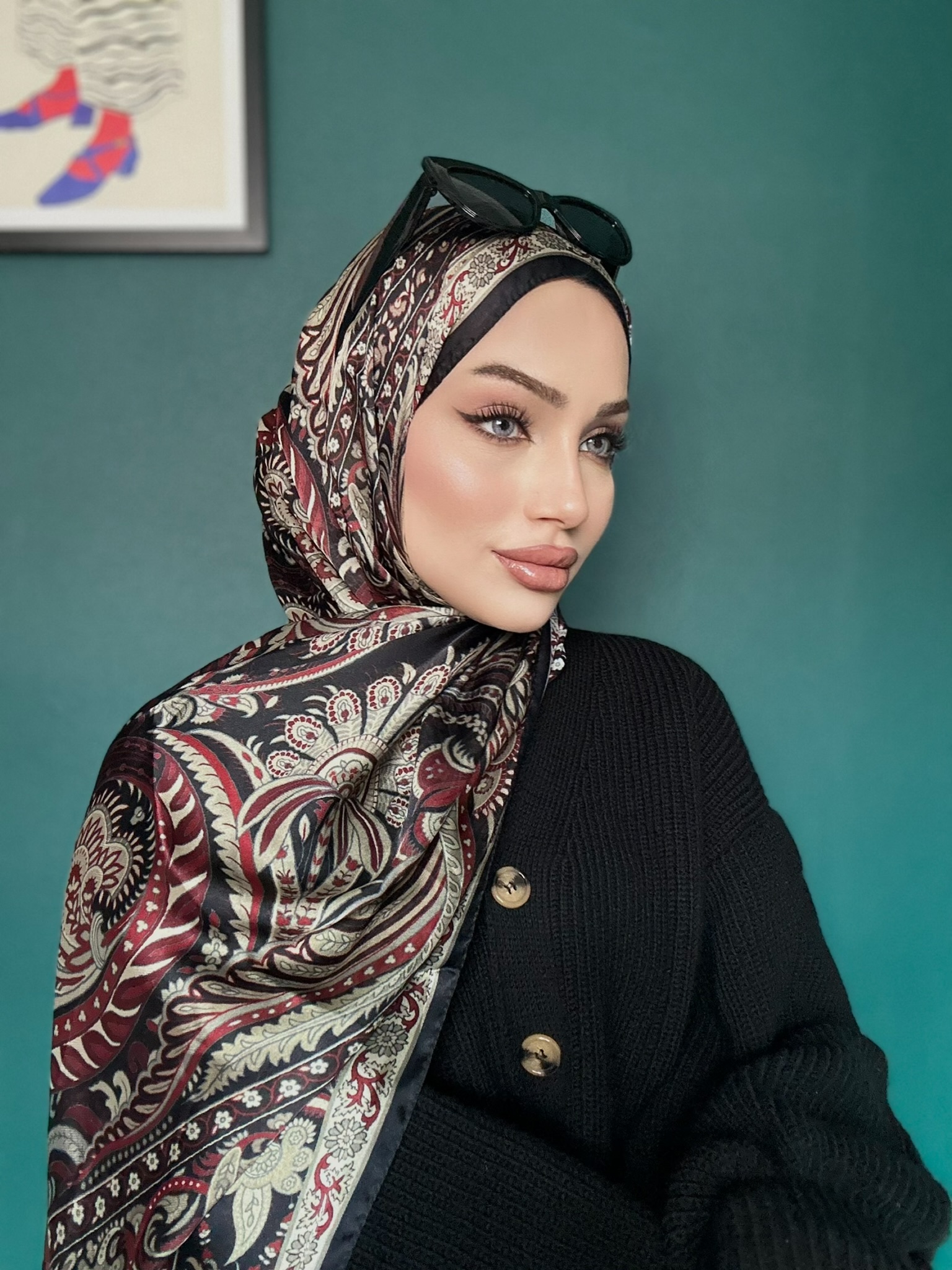 İTHAL ETRO DESEN NEW VUAL İPEK ŞAL 44344 - Vişne