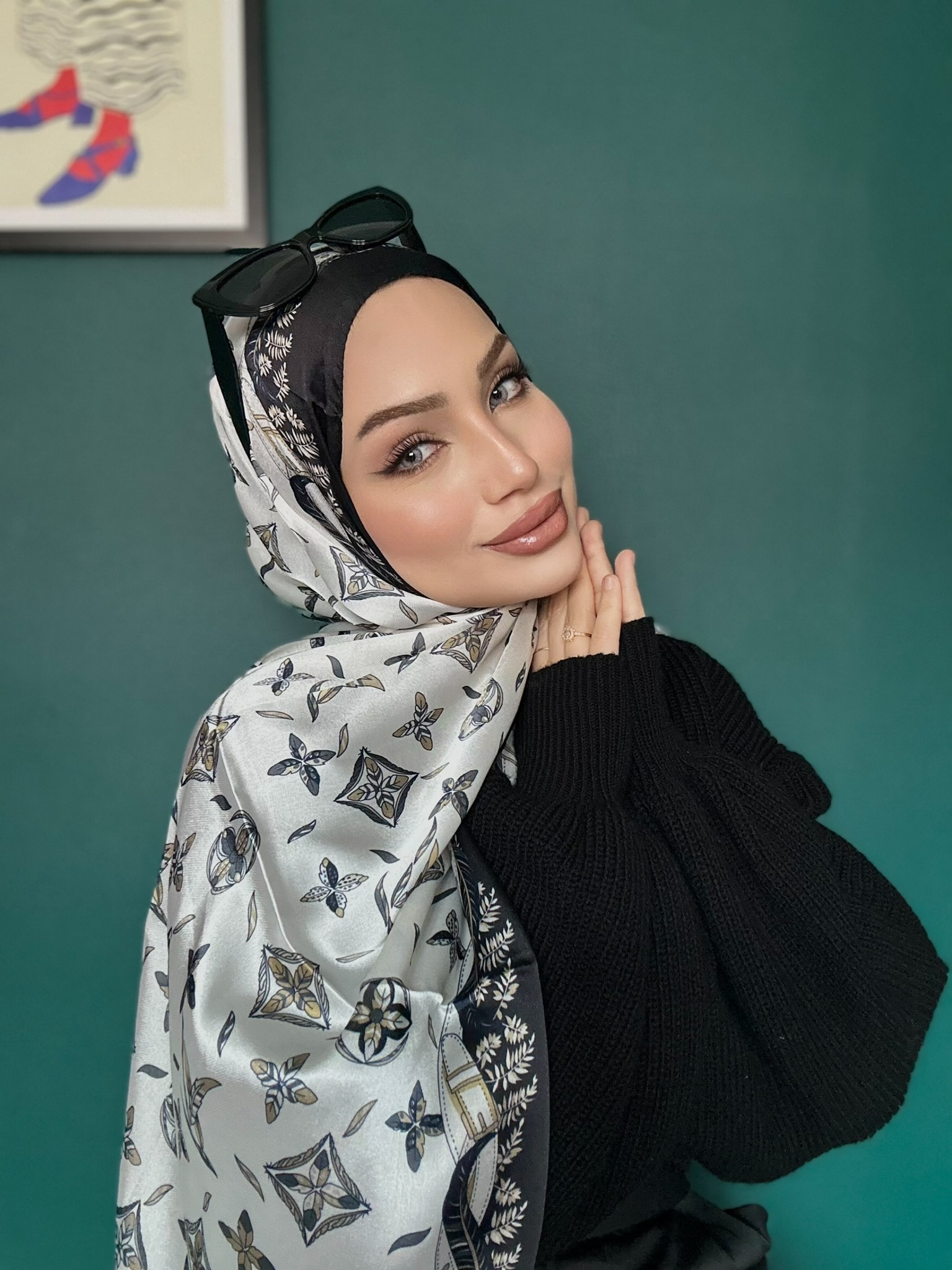 LV Desenli İthal Vual İpek- ekru siyah - Görsel 2