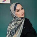 Etro Desen Pamuk İpek Şal 49733 - Gece Mavisi