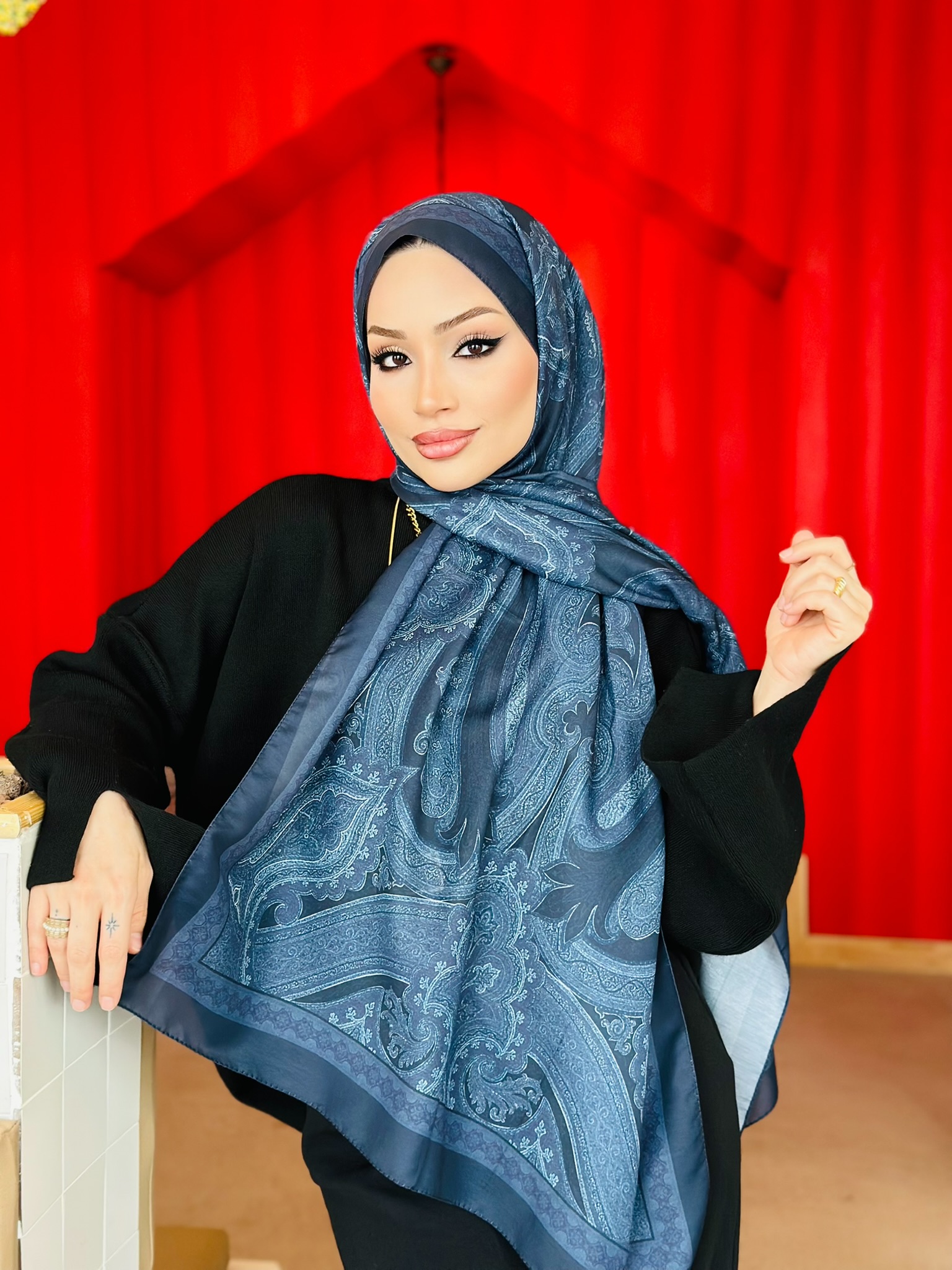 Etro Pamuk İpek Şal -987654 Füme mavi - Görsel 2