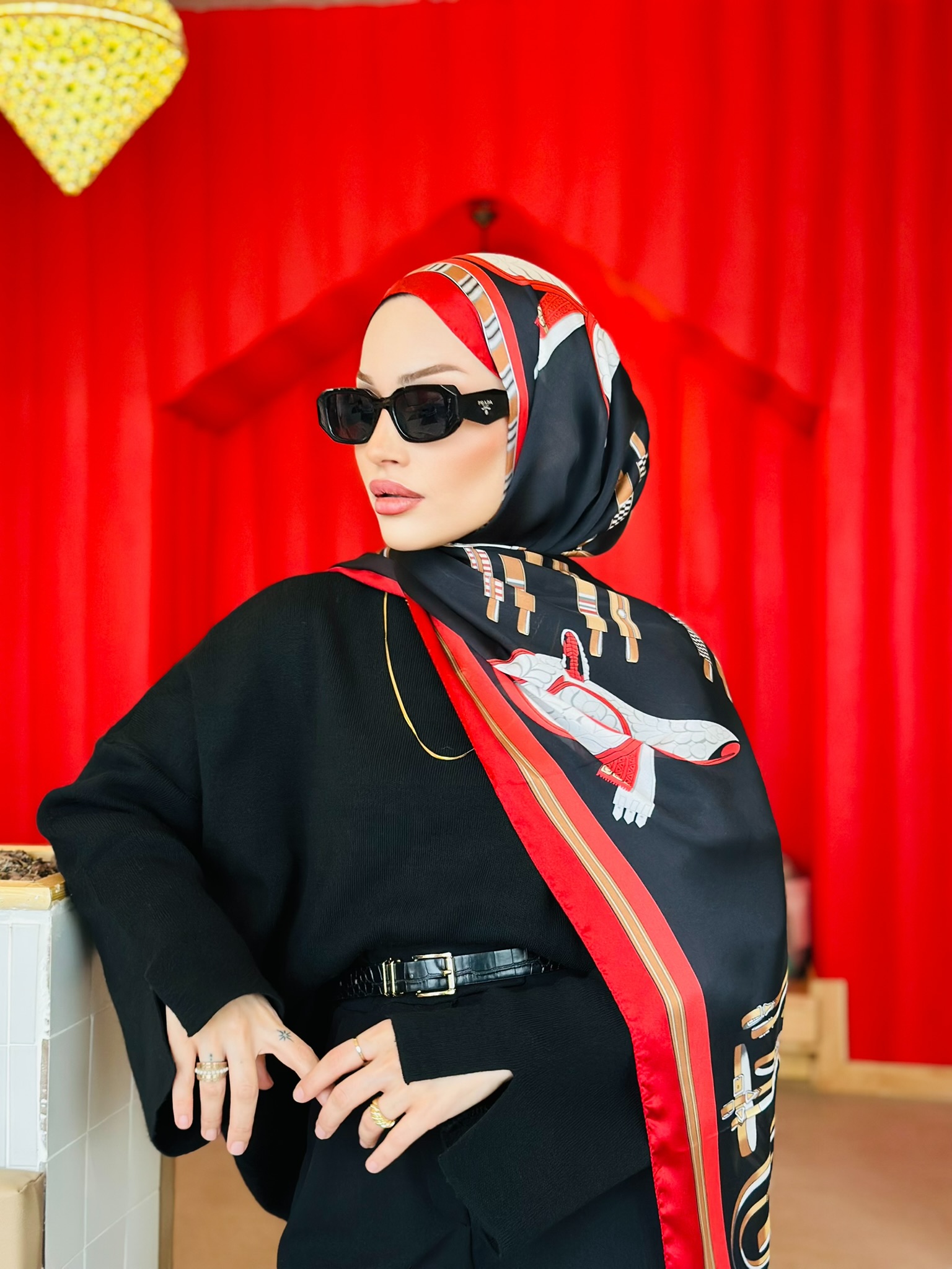 Hermes  İthal Çifttaraflı Vual İpek şal-19050 Bordo Siyah - Görsel 2