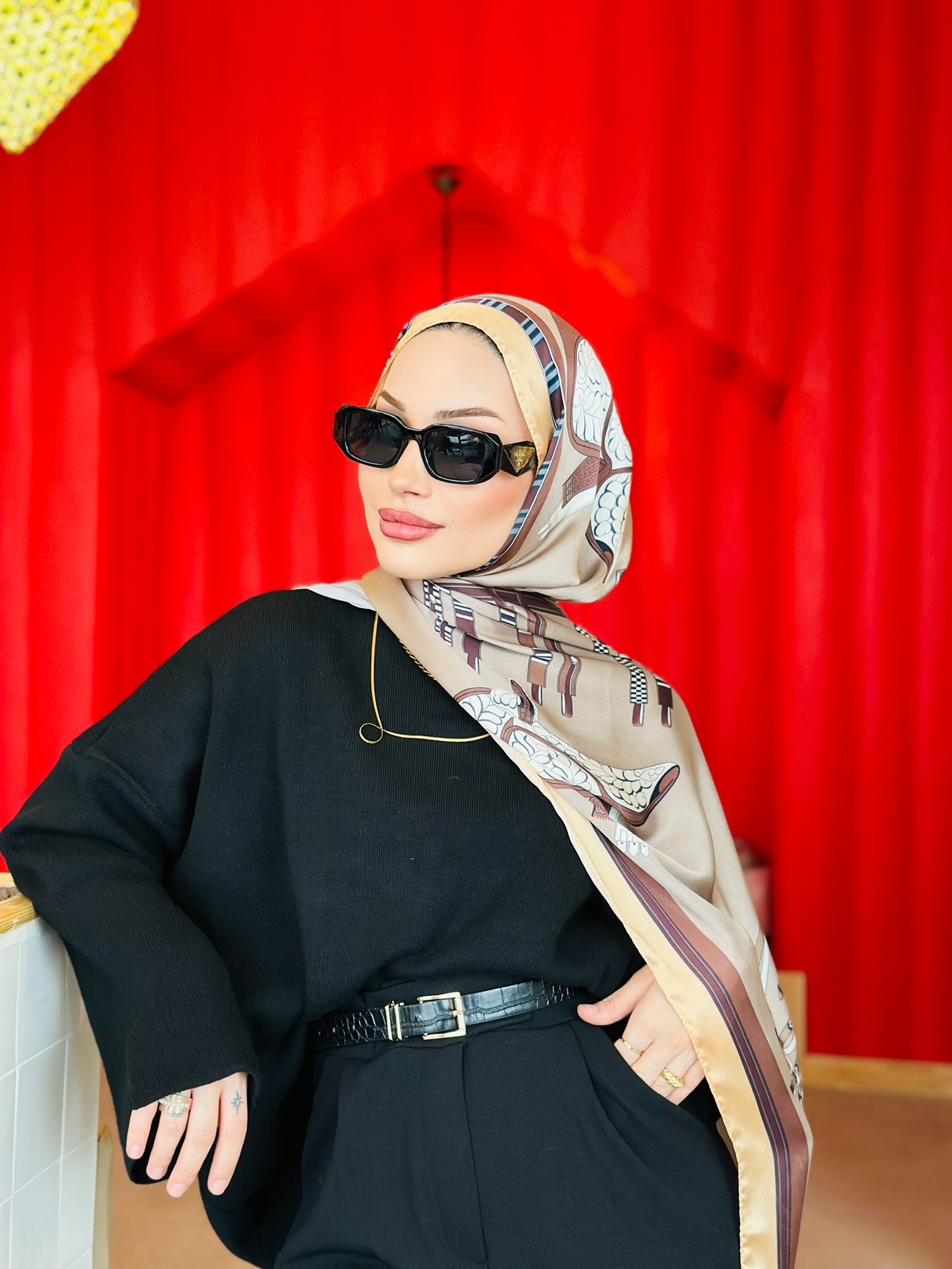 Hermes  İthal Çifttaraflı Vual İpek şal-19050 Vizon - Görsel 2