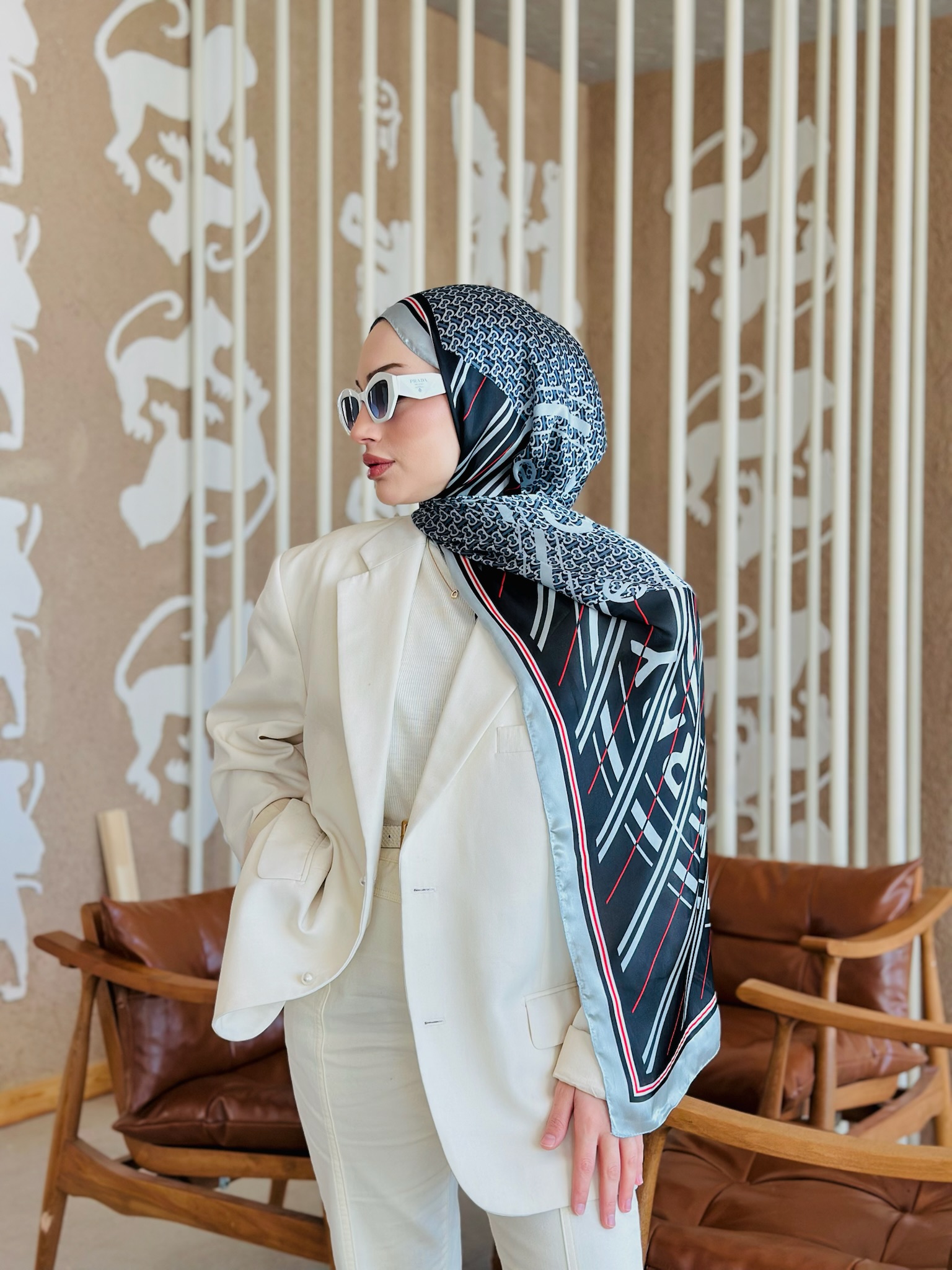 Burberry Çift Taraflı İthal Vual İpel Şal 78631 -  Petrol - Siyah - Görsel 2