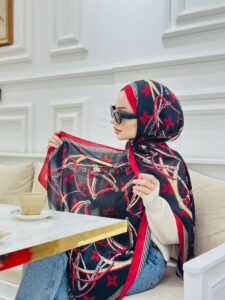 Lv Çift Taraflı İthal Vual İpel Şal 85631 - Siyah-Bordo