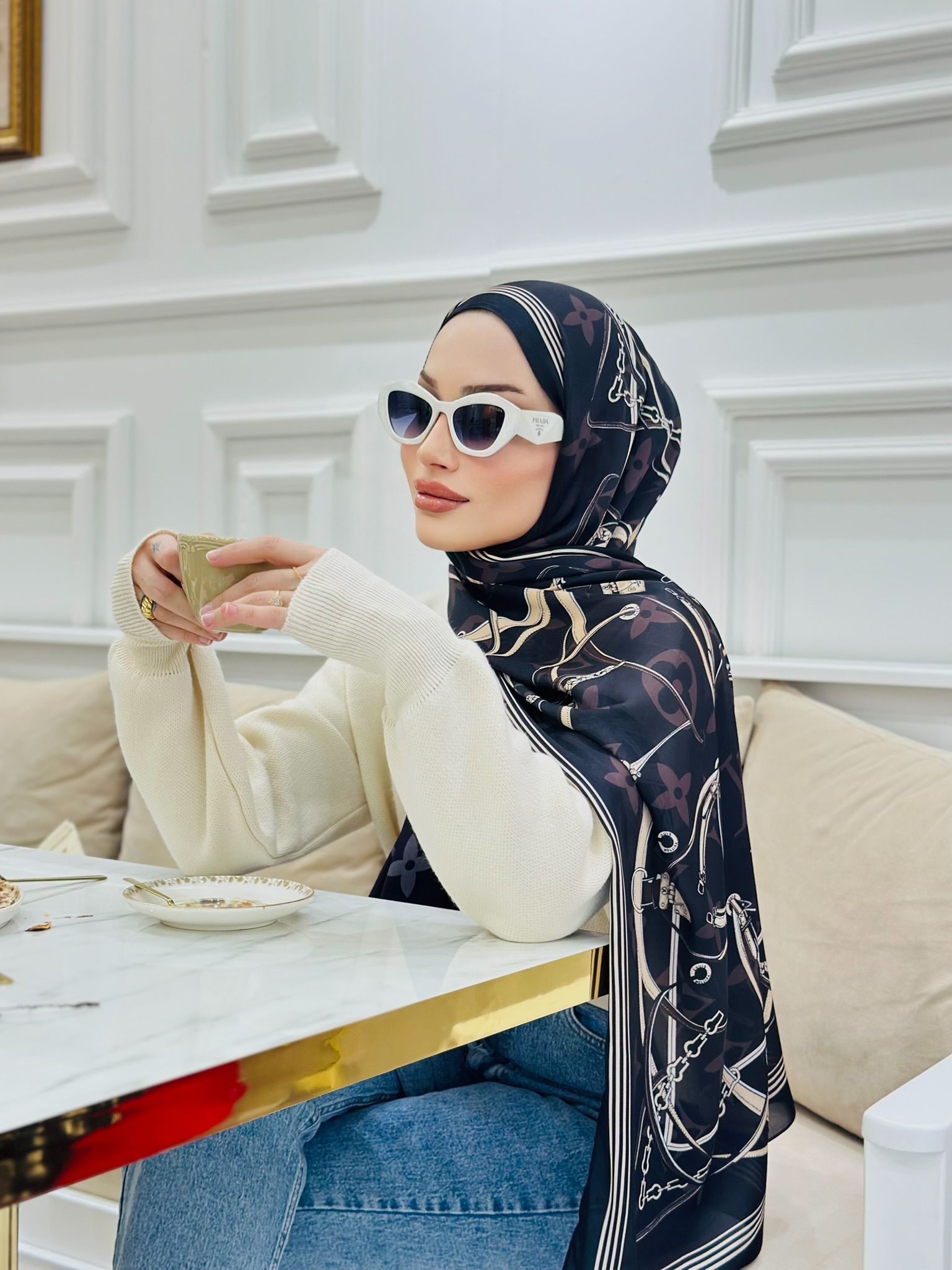 Lv Çift Taraflı İthal Vual İpel Şal 85631 - Siyah-Vizon