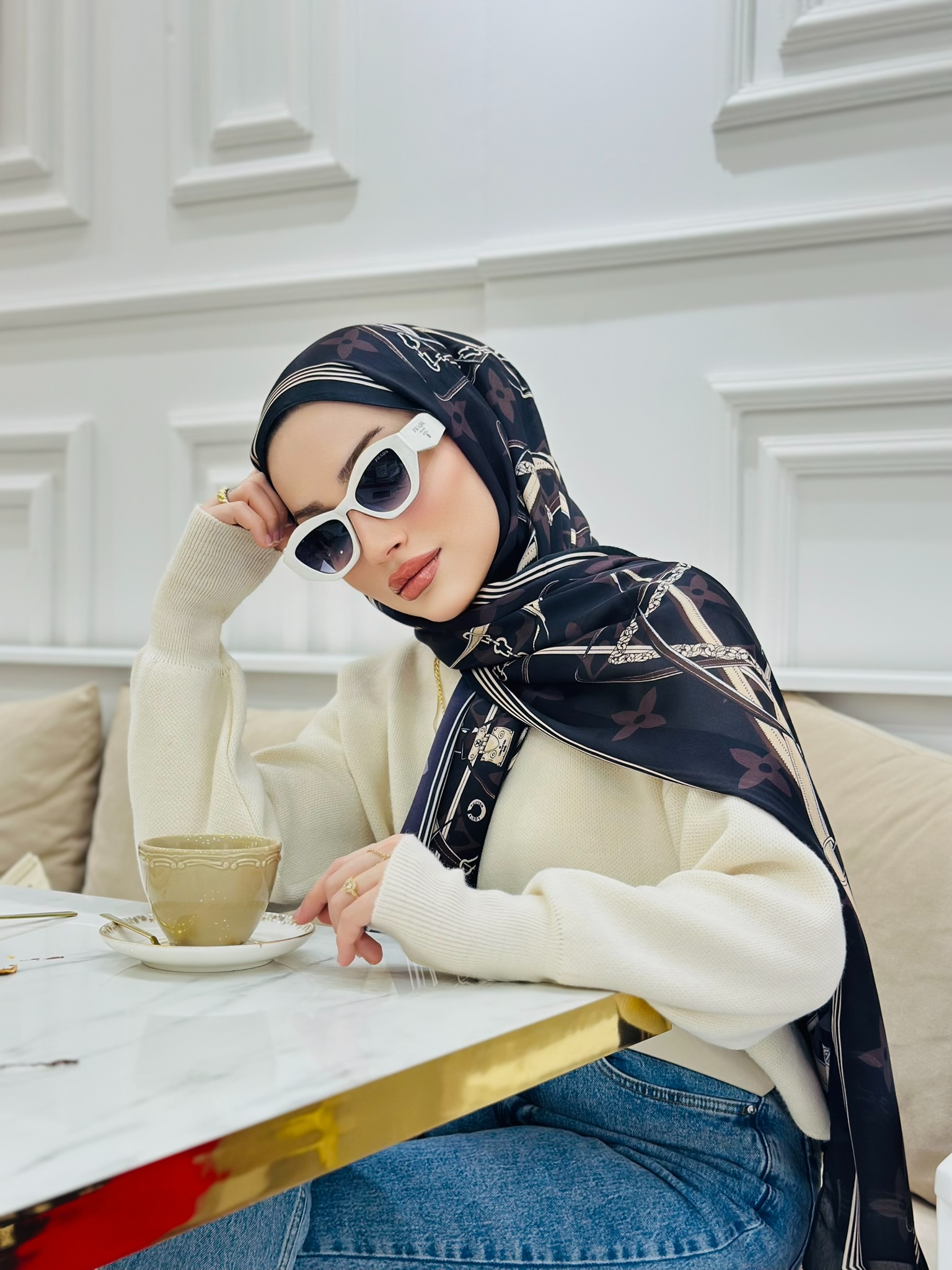 Lv Çift Taraflı İthal Vual İpel Şal 85631 - Siyah-Vizon - Görsel 2