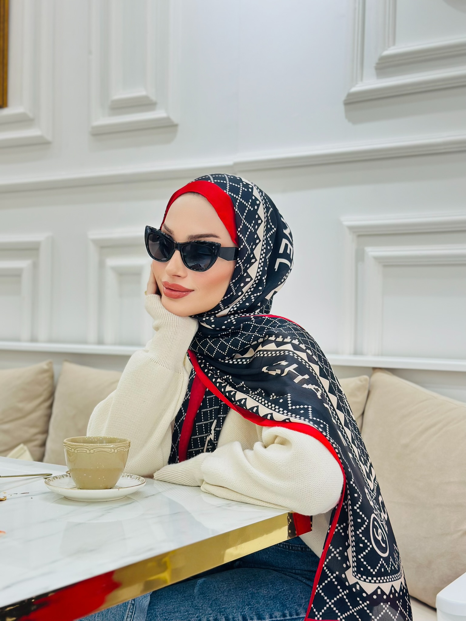 Chanel Çift Taraflı İthal Vual İpel Şal 85651 - Kırmızı-Bordo - Görsel 4