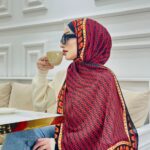 Fendi Çift Taraflı Vual İpek Şal 11143 - Bordo-Siyah