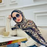 Hermes Leopar Çift Taradlı Vual İpek Şal 11143 - bordo