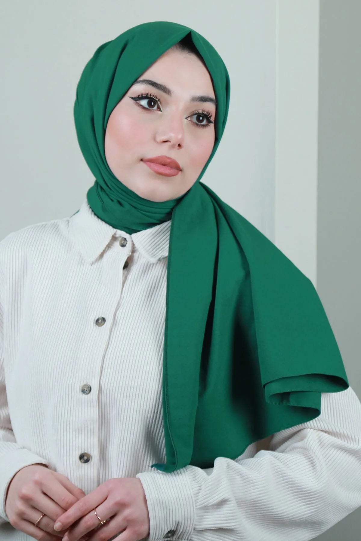 Organic Scarfs Pamuk Kraş Cazz Şal Modeli - Zümrüt - Görsel 3