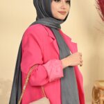 Organic Scarfs Tesettür Penye Şal Hijap Modeli - Antrasit