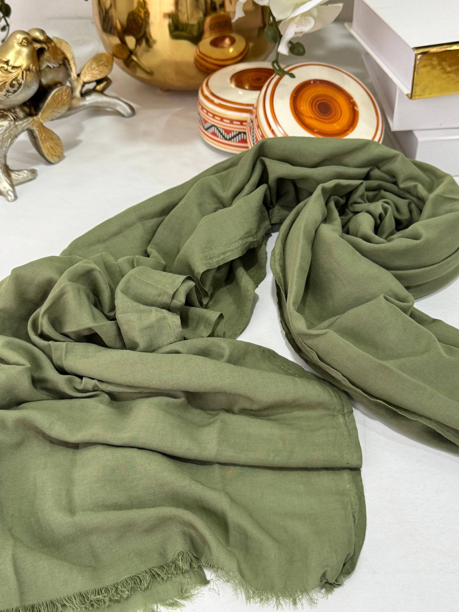 Rami Pamuk Şal  741074 -  Haki Yeşil - Görsel 2