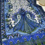 etnik hint deseni pamuk ipek şal -313131   mavi / beyaz