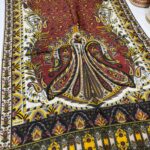 etnik hint deseni pamuk ipek şal -313131   açık kırmızı/ sarı