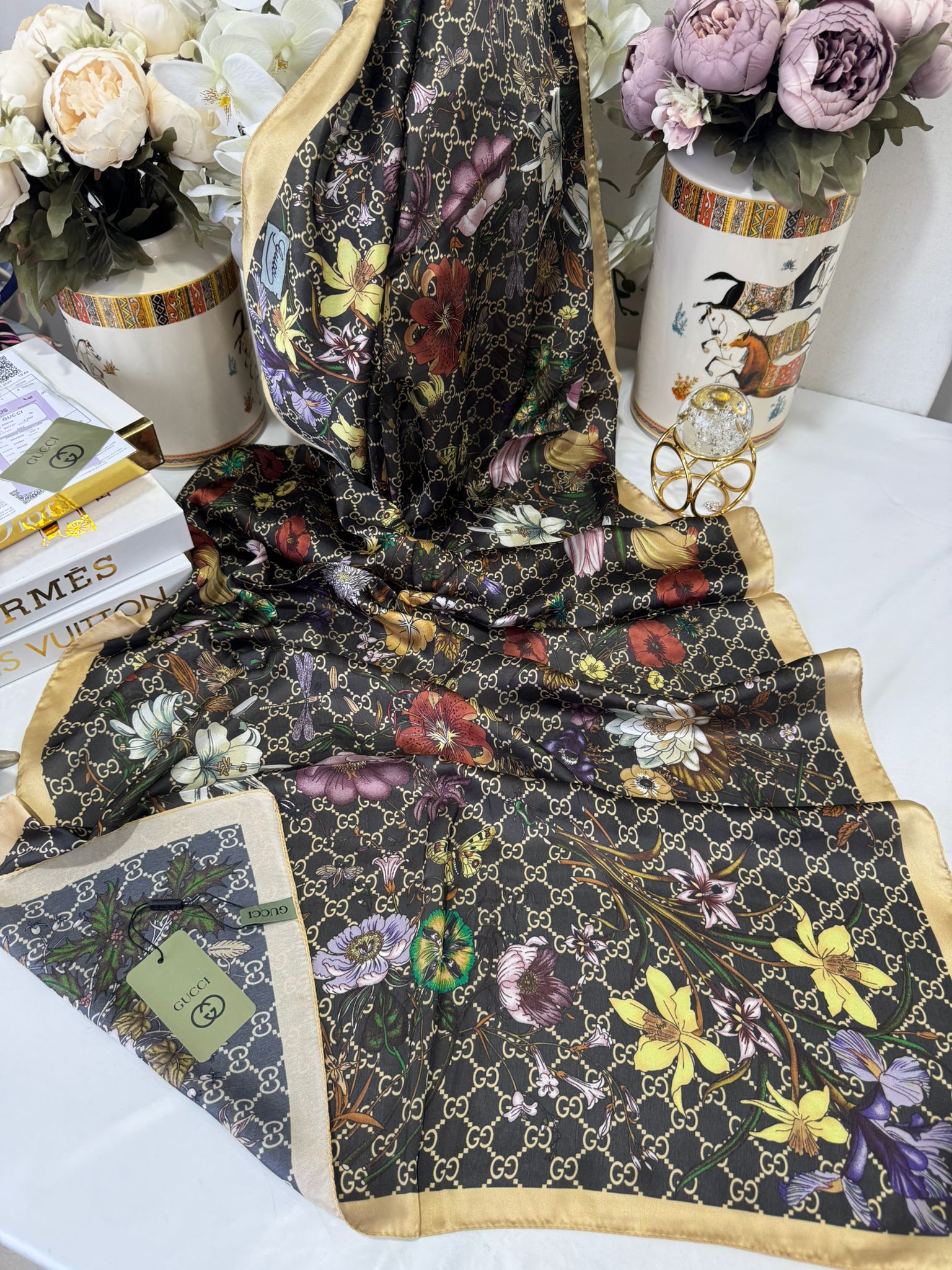 İthal Çifttaraflı vual ipek  23561 - altın/koyu kahve - Görsel 2