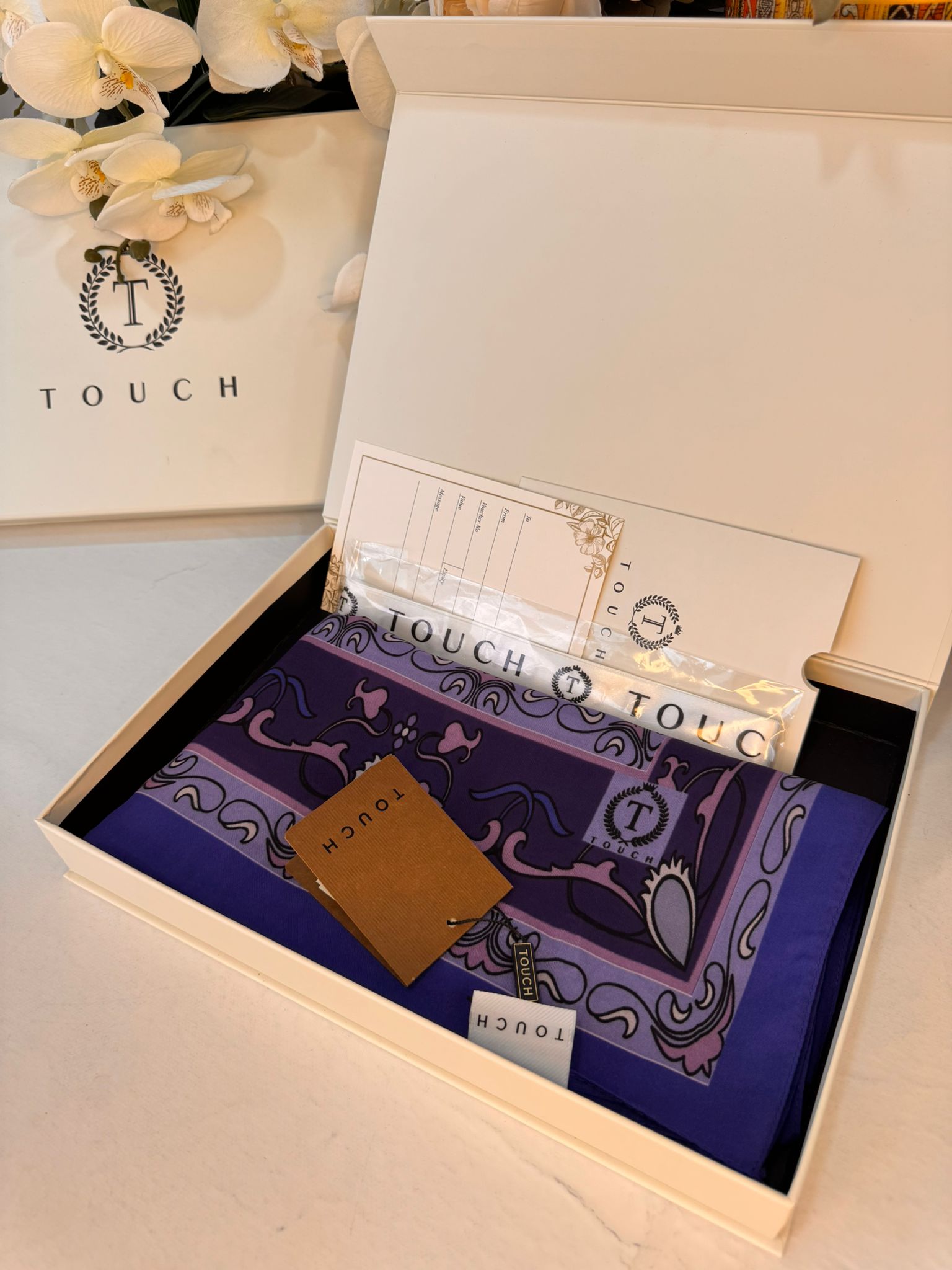 Touch İthal İberya Işığı Pamuk İpek Şal 63455 - Morcivert - Görsel 2