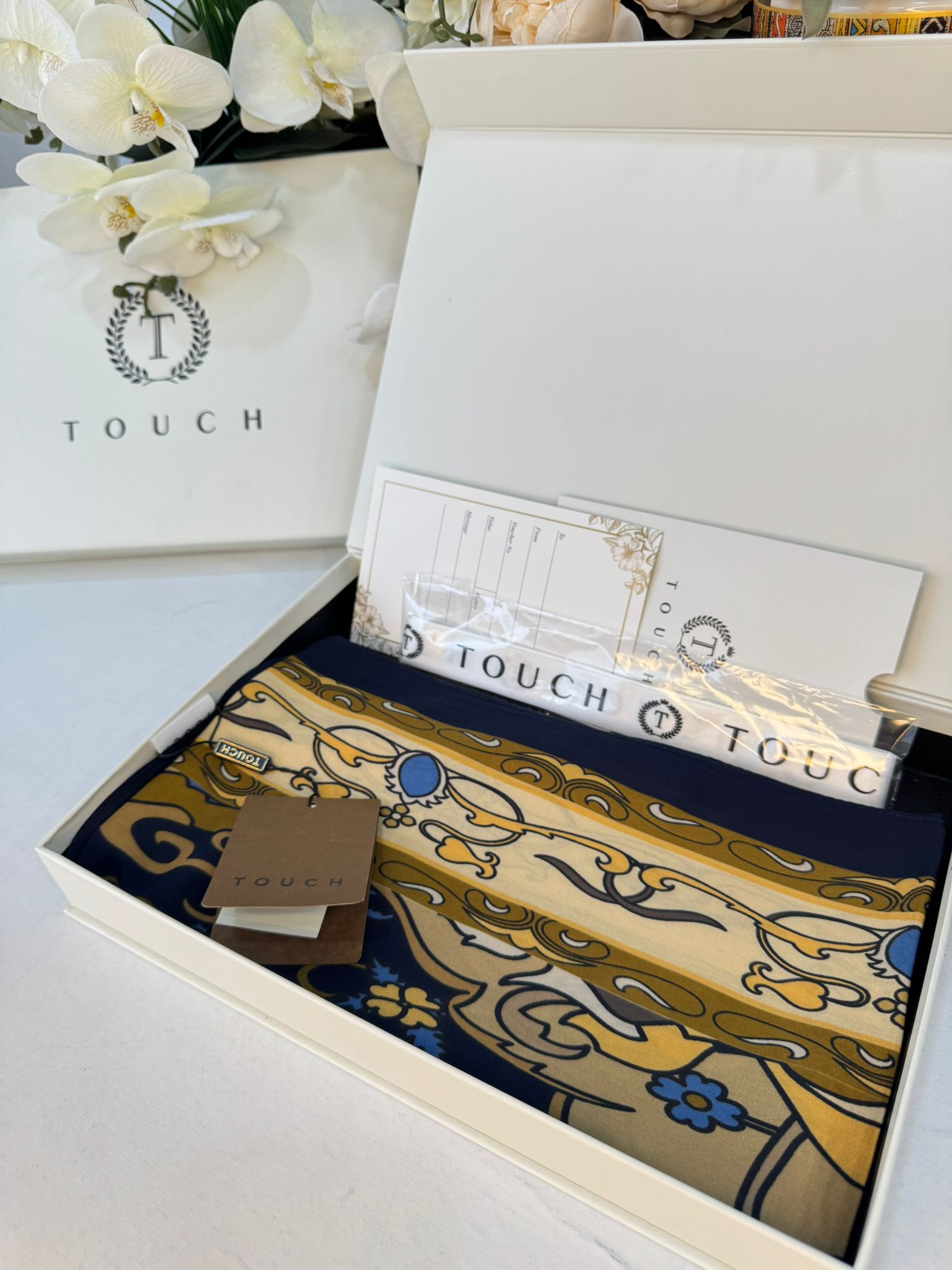 Touch İthal İberya Işığı Pamuk İpek Şal 63455 - Lacivert - Görsel 2