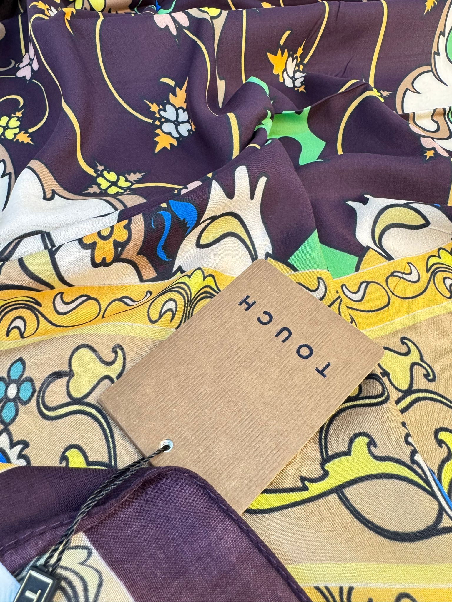 Touch İthal İberya Işığı Pamuk İpek Şal 63455 - Patlıcan Moru - Görsel 2