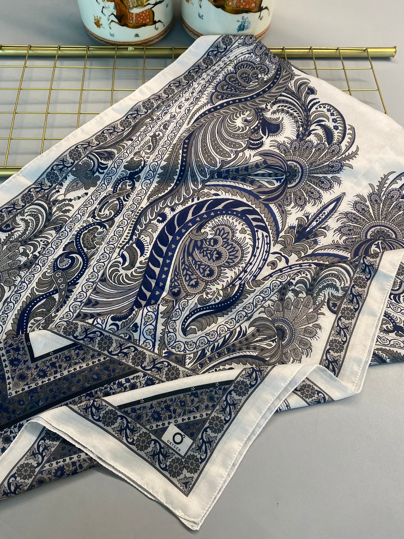 Etro Desen New Pamuk Soft Şal 23012 - Lacivert