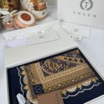 Touch İthal Etnik Desen Pamuk İpek Şal 63460- Lacivert