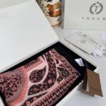 Touch İthal Etnik Desen Yün İpek Şal- 34660 - Siyah Pudra