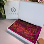 Touch İthal Etnik Desen Yün İpek Şal 34330 - Gold Pembe