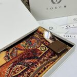 Touch İthal Etnik Desen Yün İpek Şal 34220 - Gold