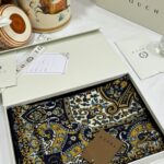 Touch İthal Etnik Desen Yün İpek Şal-  34550 - Lacivert vizon