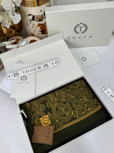 Touch İthal Etnik Desen Pamuk İpek Şal 63459- Koyu Yeşil