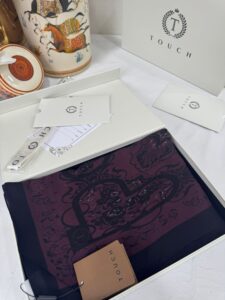 Touch İthal Etnik Desen Pamuk İpek Şal- 99990 - Bordo Siyah