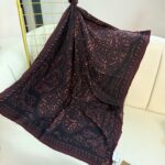 Touch İthal Etnik Desen Yün İpek Şal- 34660 - Bordo