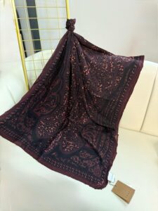 Touch İthal Etnik Desen Yün İpek Şal- 34660 - Bordo