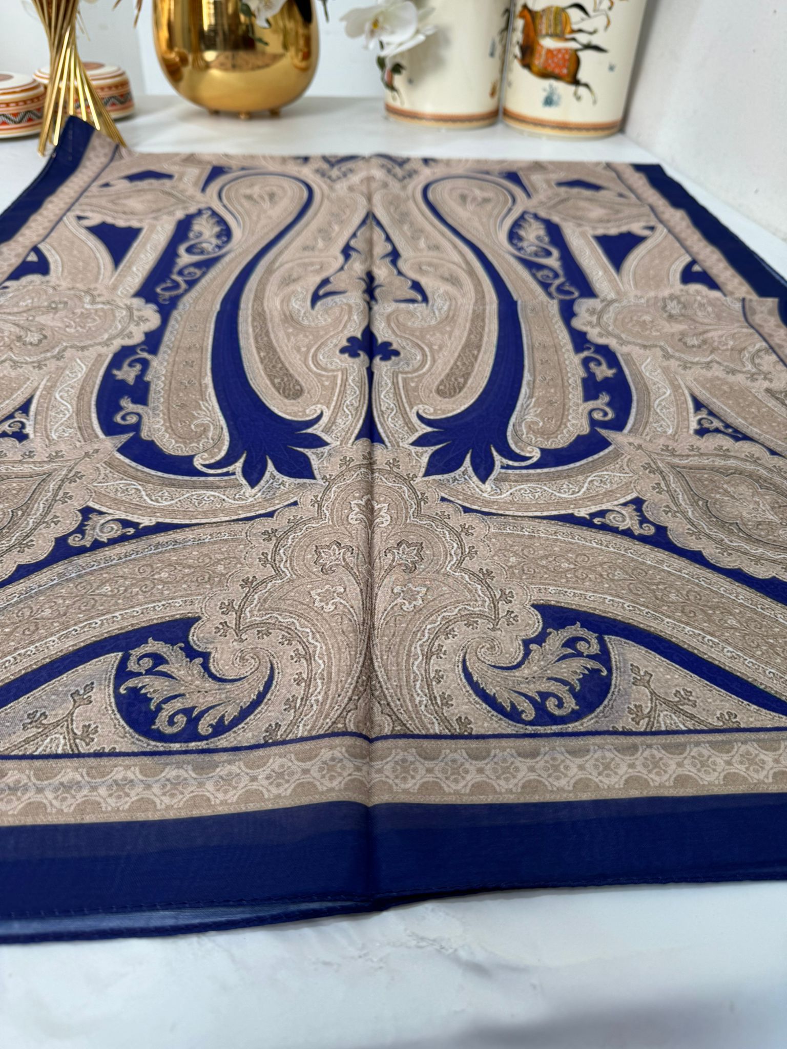 Etro Pamuk İpek Şal -987654 Morcivert