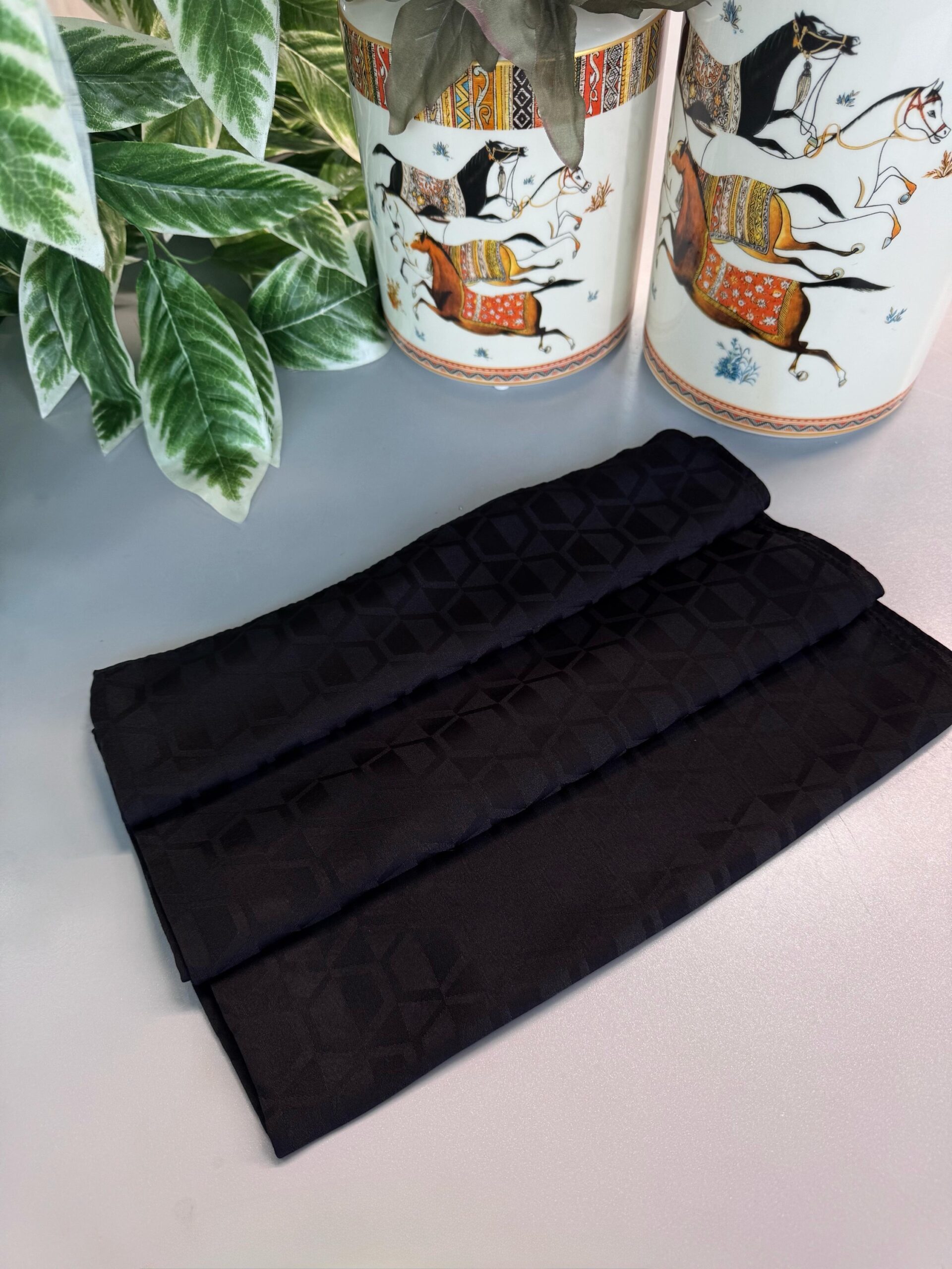 Elmas Desen Pamuk Jakar Şal - Siyah