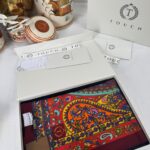 Touch İthal Etnik Desen Pamuk İpek Şal- 35440 - Bordo Turuncu