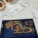 Touch İthal Etnik Desen Pamuk İpek Şal- 99990 -Lacivert