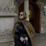 Touch İthal Etnik Desen Yün İpek Şal- 35110 -  Siyah Turuncu