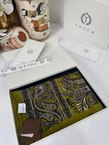 Touch İthal Etnik Desen Pamuk İpek Şal- 99770 - Fiskal Yeşil