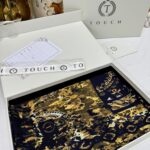 Touch İthal Etnik Desen Yün İpek Şal-  34550 - Siyah Ekru