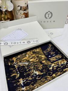 Touch İthal Etnik Desen Yün İpek Şal-  34550 - Siyah Ekru