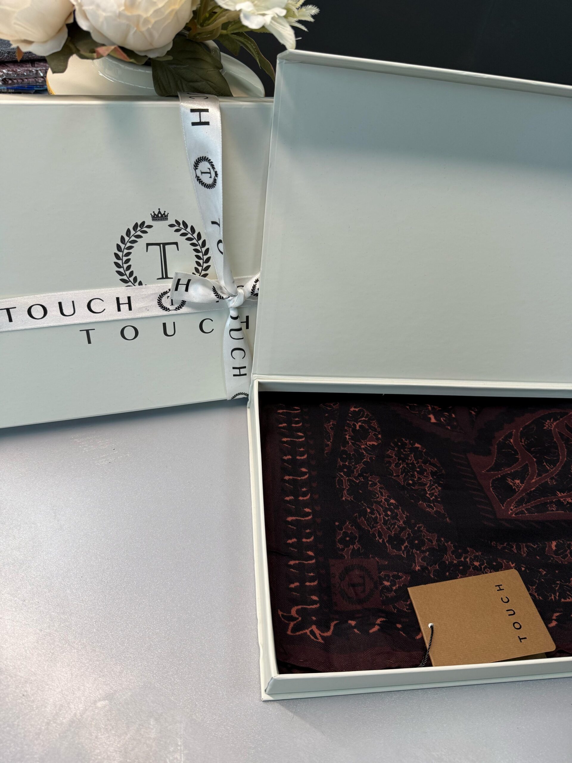 Touch İthal Etnik Desen Yün İpek Şal- 34660 - Bordo - Görsel 2