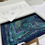 Touch İthal Etnik Desen Yün İpek Şal 34220 - Lacivert