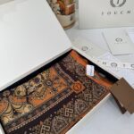 Touch İthal Etnik Desen Yün İpek Şal-34770 -Turuncu kahve