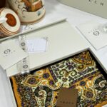 Touch İthal Etnik Desen Yün İpek Şal-  34550 - Hardal